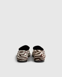 White Leather Zebra Loafers
