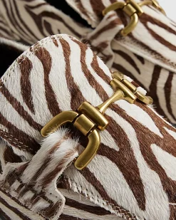 White Leather Zebra Loafers