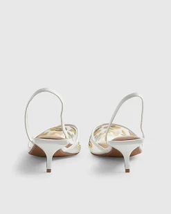 White Lemon Embroidered Court Heels