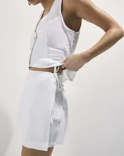 White Linen Blend Skort