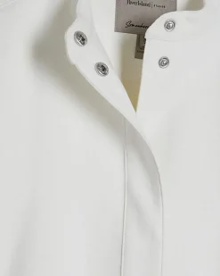White Linen Blend Tailored Bomber Jacket