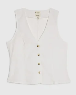 White Linen Blend Waistcoat