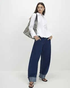 White Long Sleeve Peplum Shirt