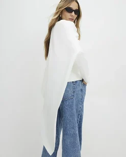 White Long Sleeve Short Cape Blazer