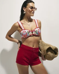 White Mexicana Floral Print Bikini Top