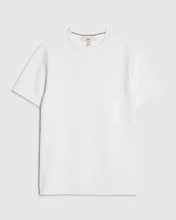 White Muscle Fit Textured Knit T-shirt
