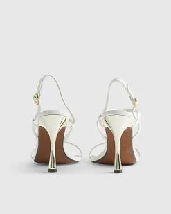 White Open Back Heeled Sandals