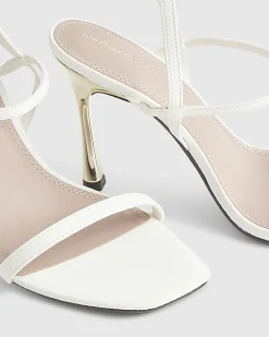 White Open Back Heeled Sandals