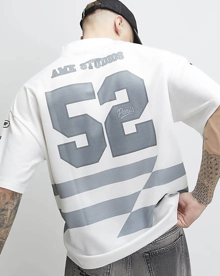 White Oversized Fit Ame Paris T-Shirt