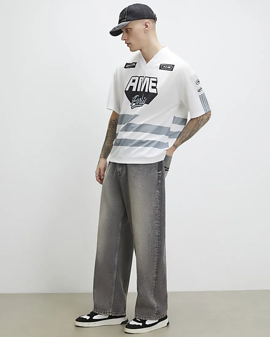 White Oversized Fit Ame Paris T-Shirt