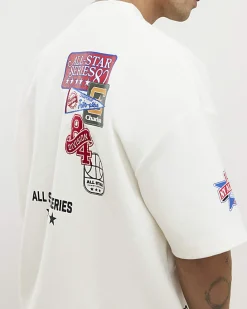 White Oversized Fit Badging Graphic T-Shirt
