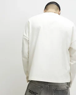White Oversized Fit Burnout Car T-Shirt