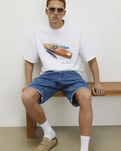 White Oversized Fit Cruise Boat T-Shirt