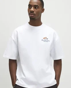 White Oversized Fit Darts Midweight T-Shirt