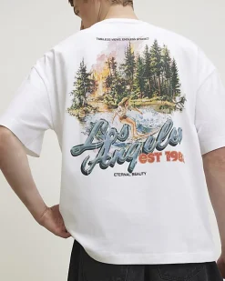 White Oversized Fit Fire House T-Shirt