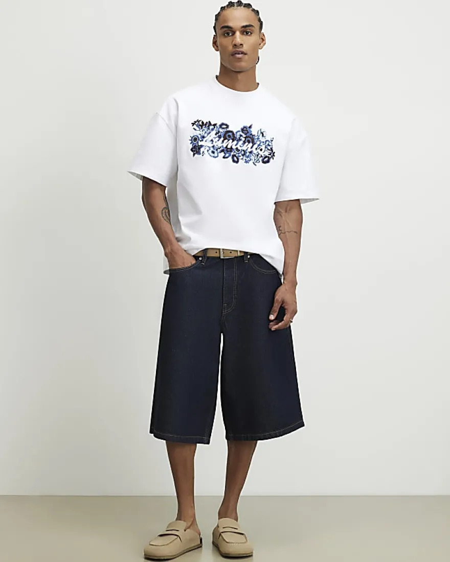 White Oversized Fit Floral Luminis T-Shirt