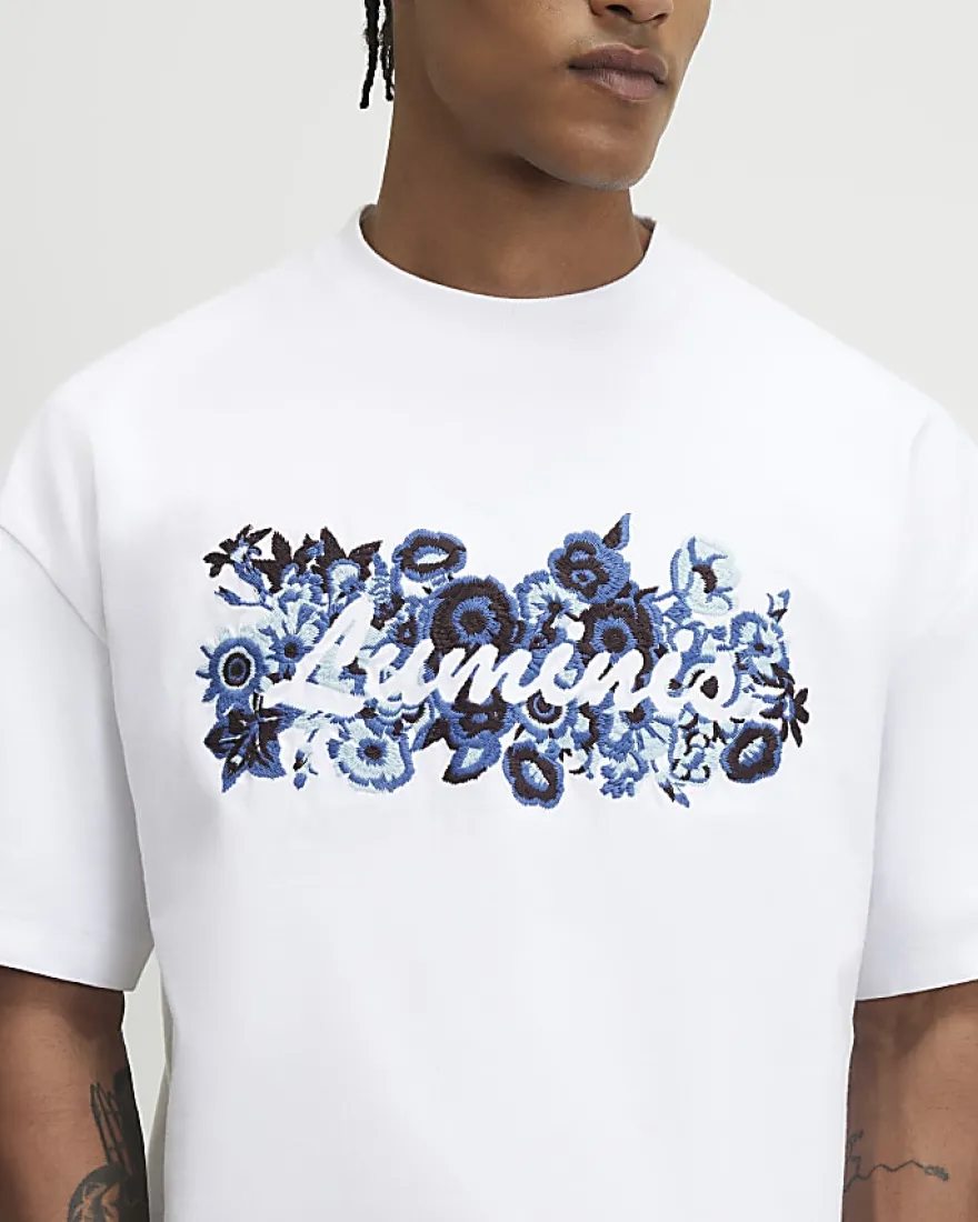 White Oversized Fit Floral Luminis T-Shirt