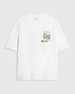 White Oversized Fit Graphic Print T-Shirt