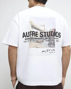 White Oversized Fit Graphic Print T-Shirt
