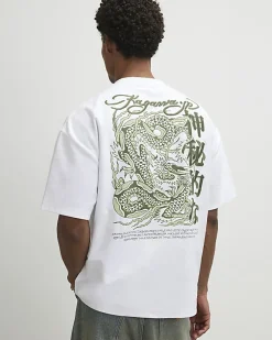 White Oversized Fit Kagawa Dragon T-Shirt