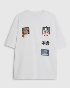 White Oversized Fit Kazaki T-Shirt