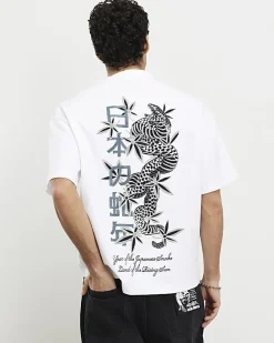 White Oversized Fit Lightweight Print T-shirt