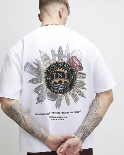 White Oversized Fit Lightweight Print T-Shirt