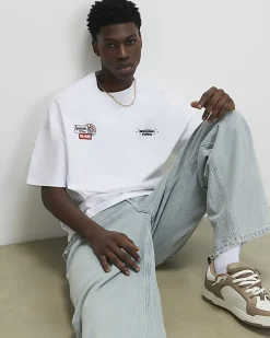 White Oversized Fit Midweight Boxing T-Shirt