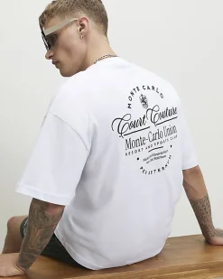 White Oversized Fit Midweight Print T-shirt