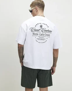 White Oversized Fit Midweight Print T-shirt