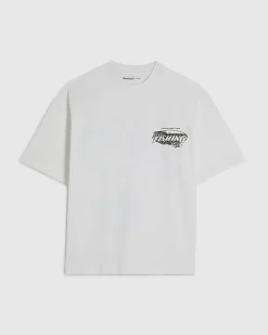 White Oversized Fit Midweight Fish T-Shirt