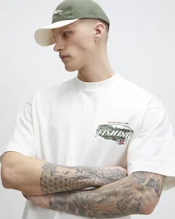 White Oversized Fit Midweight Fish T-Shirt