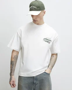 White Oversized Fit Midweight Fish T-Shirt