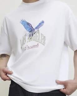 White Oversized Fit Midweight Eagle T-Shirt