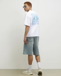 White Oversized Fit Midweight Print T-Shirt