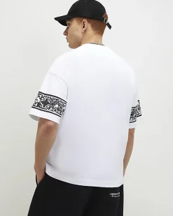 White Oversized Fit Midweight Print T-Shirt