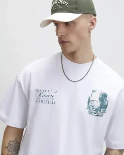White Oversized Fit Riviere Hotel T-Shirt