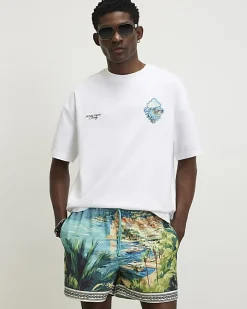 White Oversized Fit St Tropez Keyhole T-Shirt