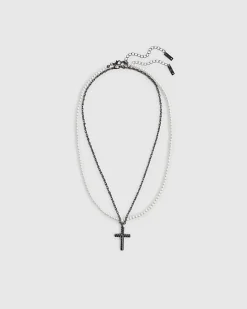 White Pearl Cross Pack Of 2 Necklaces