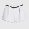 White Plaited Belted Shorts