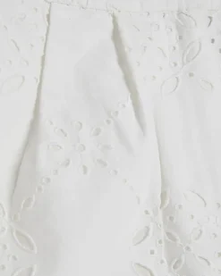 White Poplin Broderie Shorts