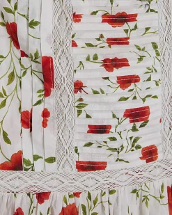 White Poppy Print Blouse