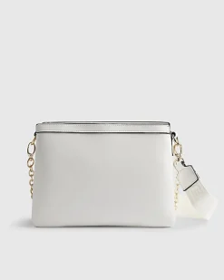 White Quilted Monogram Cross Body Bag