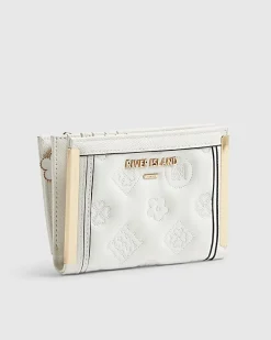 White Quilted Monogram Medium Foldout Purse
