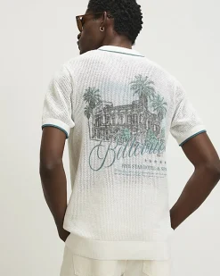 White Regular Fit Crochet Hotel Shirt