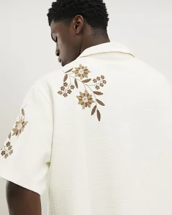 White Regular Fit Floral Textured Shirt