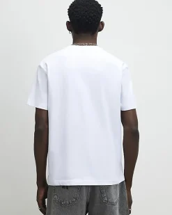 White Regular Fit Flower T-Shirt