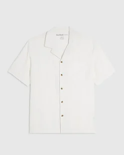 White Regular Fit Linen Blend Revere Shirt
