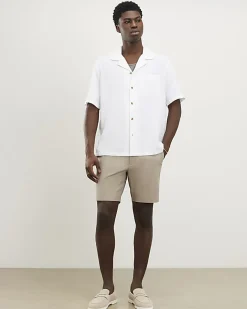 White Regular Fit Linen Blend Revere Shirt