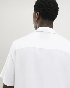 White Regular Fit Linen Blend Revere Shirt